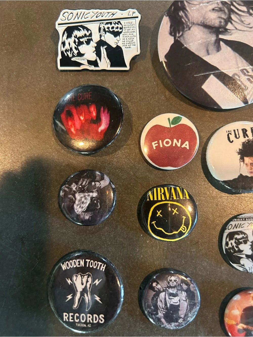 Lot of 11 Alt Rock Pins & Buttons Nirvana Kurt Cobain The Cure Sonic Youth